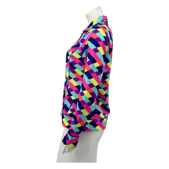 Fila Sport Jacket Womens Small 1/4 Zip Pullover Top Bright Multi Gym Activewear - Picture 4 of 8